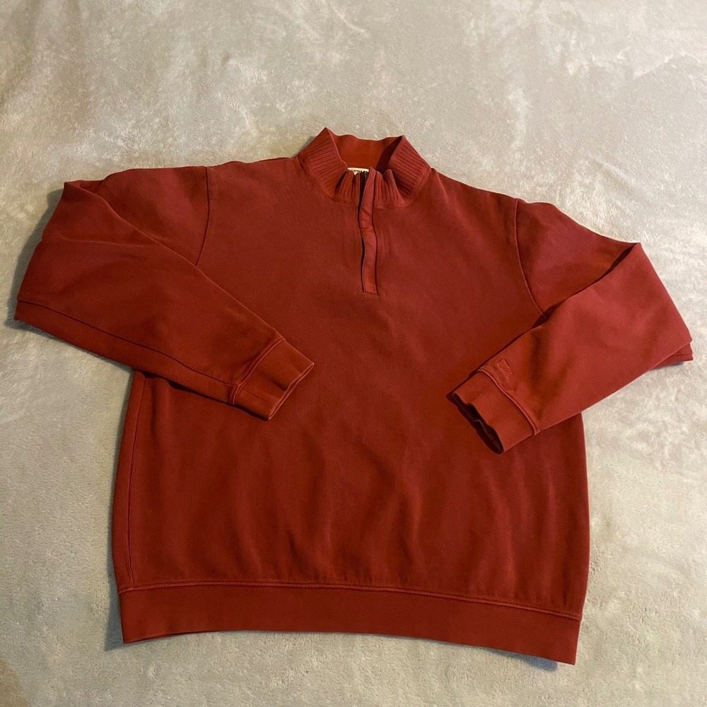 Vintage Cutter & Buck Mens Supima Cotton Quarter Zip Pullover Sweater Red Medium